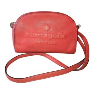 Kate Spade NY Larchmont Avenue Logo Red Pebbled leather Crossbody Bag
